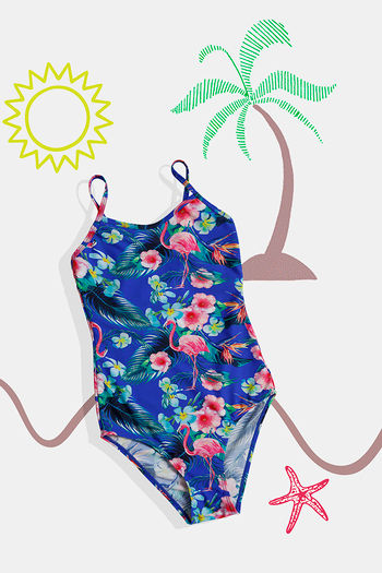 Buy Zivame Girls Maillot Swimsuit with Adjustable Straps - Sky Blue